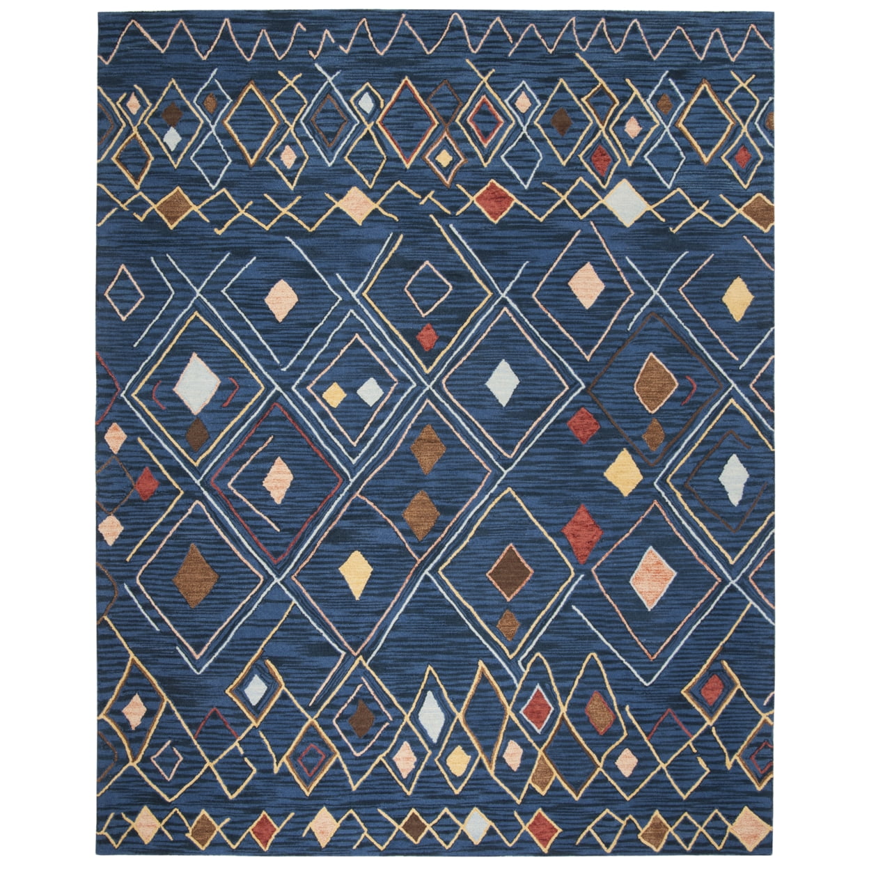 Hand-Knotted Blue Wool Round Area Rug