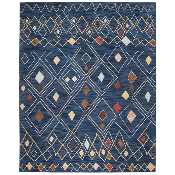 SAFAVIEH Suzani Sandy Southwestern Wool Area Rug, Blue/Multi, 5' x 8'