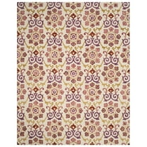 SAFAVIEH Suzani Selwyn Geometric Floral Wool Area Rug, Ivory/Rust, 5' x 8'