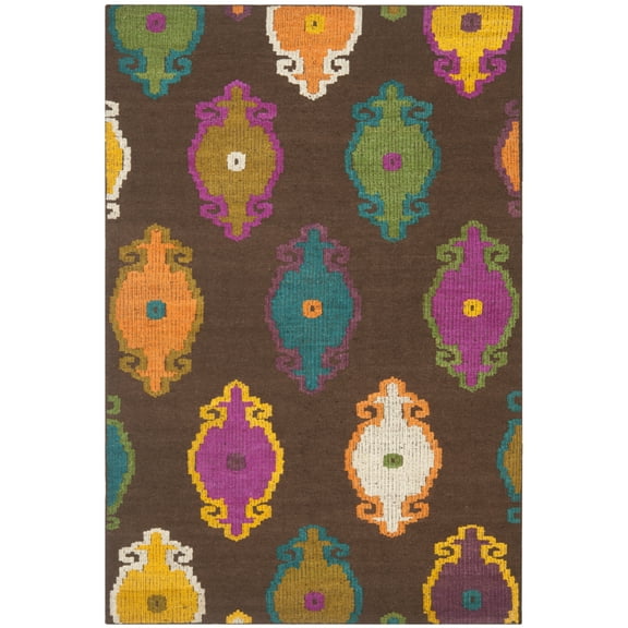 SAFAVIEH Suzani Tobin Colorful Geometric Wool Area Rug, Brown/Multi, 6' x 9'
