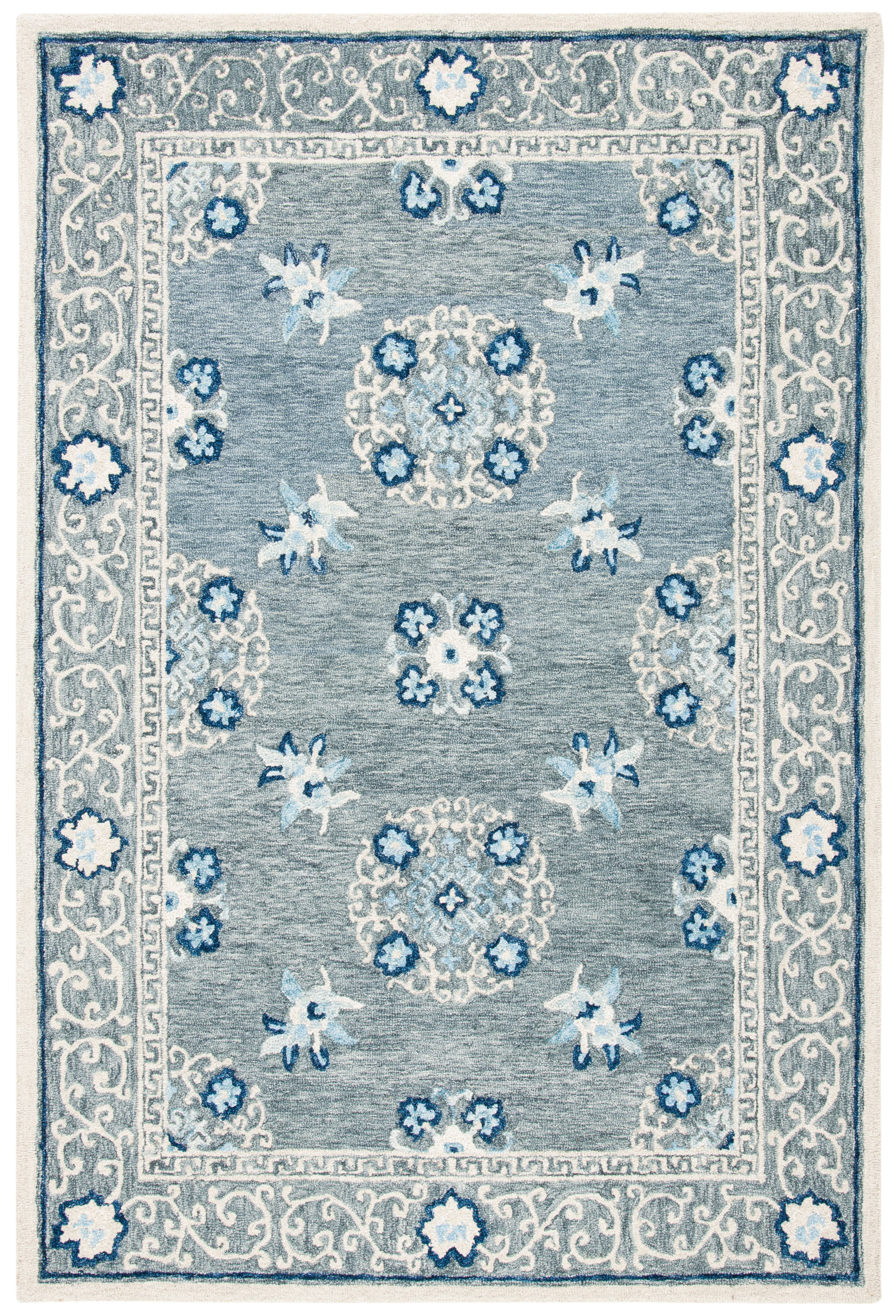 SAFAVIEH Suzani Virginia Oriental Area Rug, Grey/Ivory, 3' x 5 ...