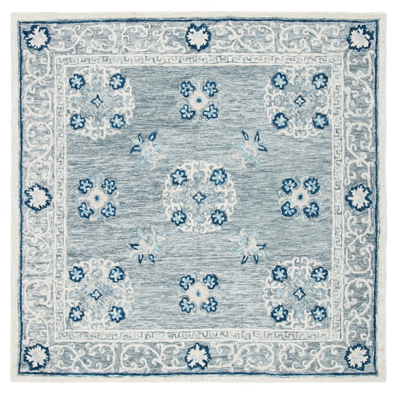 SAFAVIEH Suzani Virginia Oriental Area Rug, Grey/Ivory, 6' x 6' Square