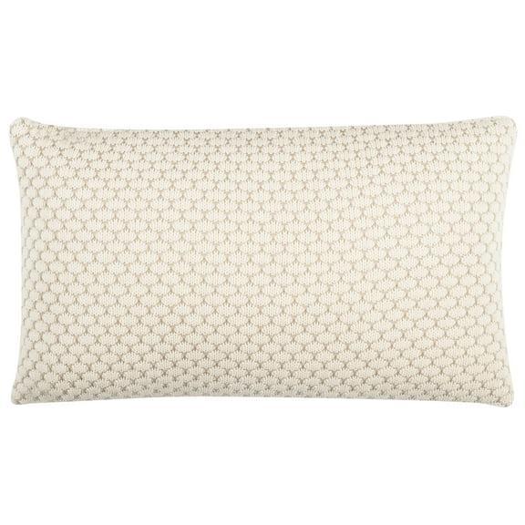 SAFAVIEH Sweet Knit Geometric Plush Pillow, 12" x 20", Natural/Stone