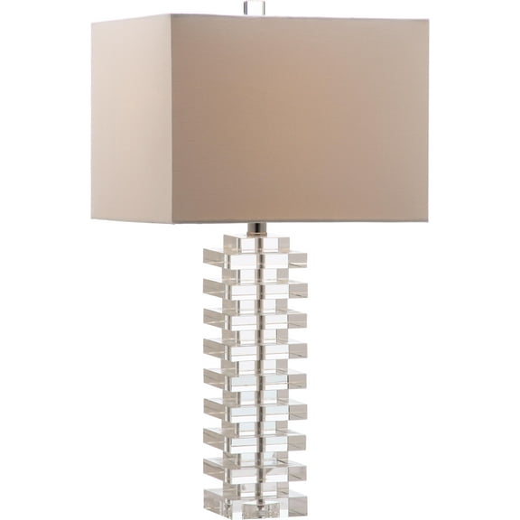 SAFAVIEH Swift 26 in. Modern Clear Crystal Table Lamp with Off-White 100% Cotton Shade