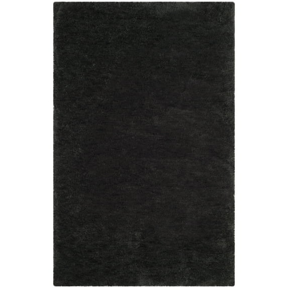 SAFAVIEH Sybella Solid Plush Polyester Sheep Shag Area Rug, Charcoal, 5' x 8'