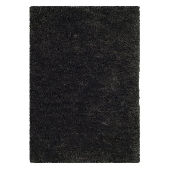 SAFAVIEH Sybella Solid Plush Polyester Sheep Shag Area Rug, Charcoal, 6' x 6' Round