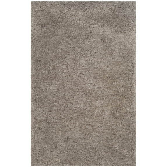SAFAVIEH Sybella Solid Plush Polyester Sheep Shag Area Rug, Silver, 4' x 6'