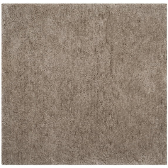 SAFAVIEH Sybella Solid Plush Polyester Sheep Shag Area Rug, Silver, 6' x 6' Square