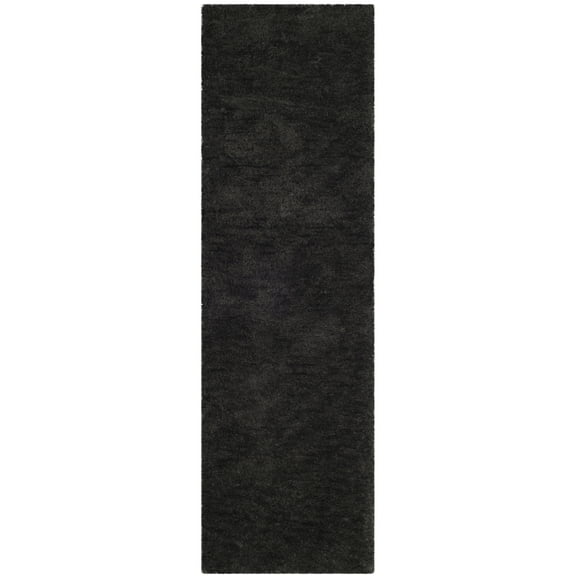 SAFAVIEH Sybella Solid Plush Polyester Sheep Shag Runner Rug, Charcoal, 2'3" x 6'