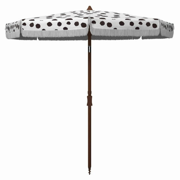 SAFAVIEH Sydney 6.5' Beach Patio Umbrella, White/Black