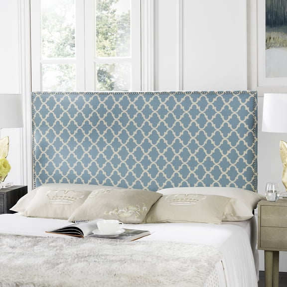 SAFAVIEH Sydney Classic Glam Upholstered Headboard, Full, Blue/White