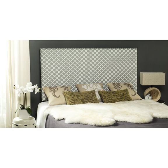 SAFAVIEH Sydney Classic Glam Upholstered Headboard, Queen, Grey/White