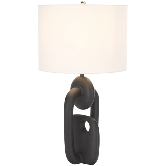 SAFAVIEH Syrah 26 in. Glam Gold Aluminium Table Lamp with Off-white Cotton Linen Shade