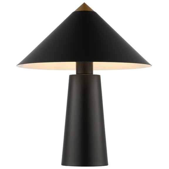 SAFAVIEH Syuna 17 in. Modern Black Metal Table Lamp with Black Shade