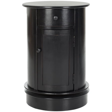 Safavieh Tabitha Swivel Pine Wood Round End Table, Distressed Black