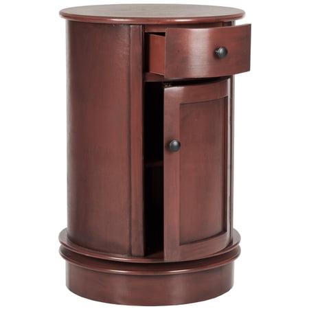 SAFAVIEH Tabitha Solid Swivel Accent Table with Drawer and Cabinet, Red