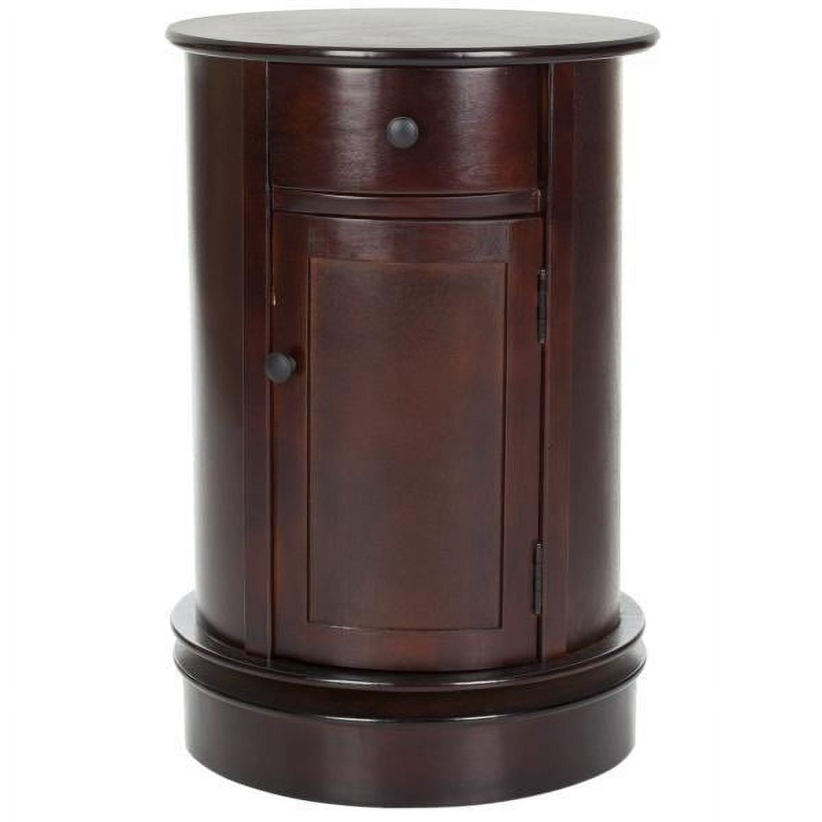 Dark Cherry Round Wood Swivel Storage End Table