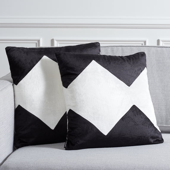 SAFAVIEH Tabytha Geometric Pillow, 22" x 22", Black/Ivory, Set of 2