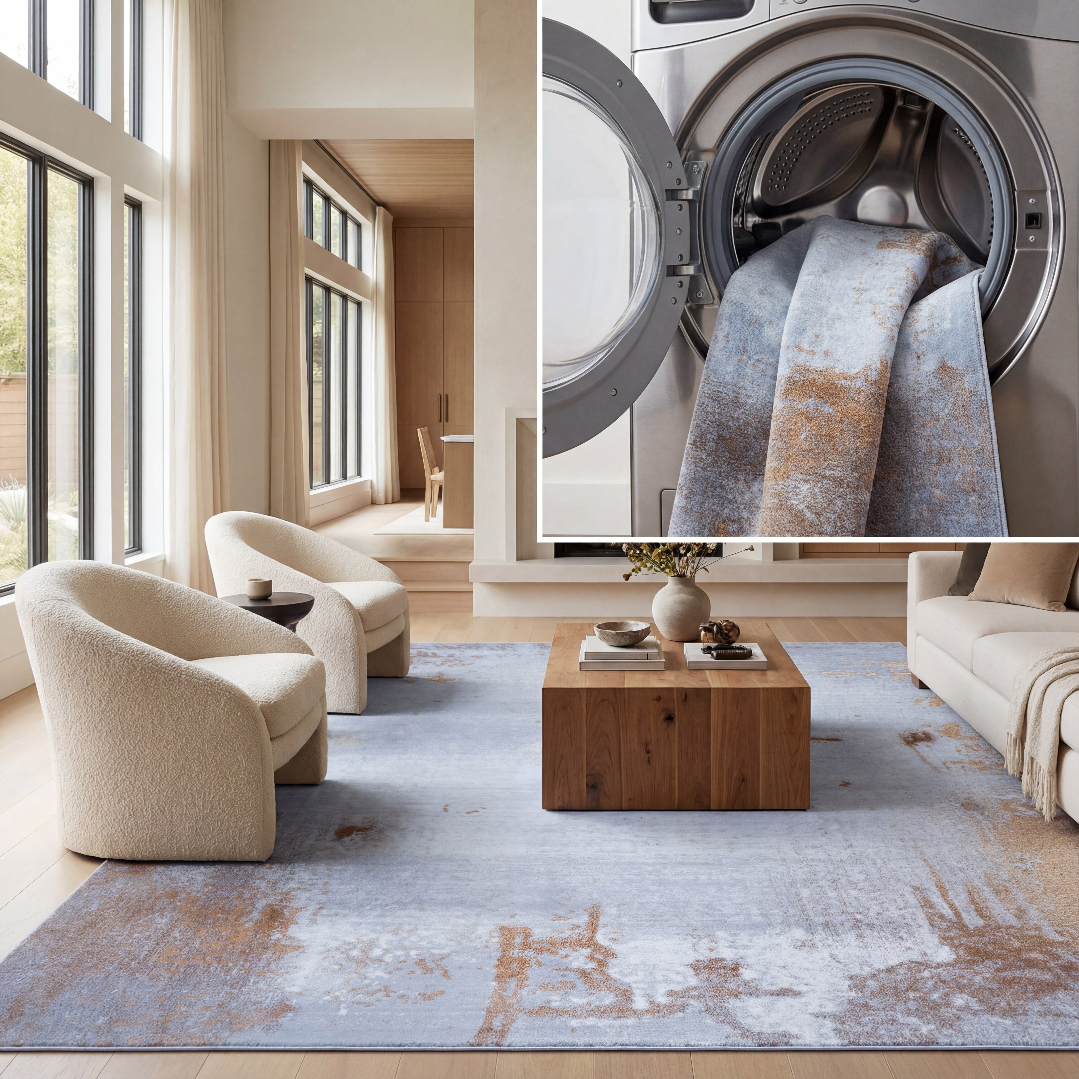 SAFAVIEH Tacoma Amilia Traditional Machine Washable Area Rug, Grey/Rust, 5' x 8'