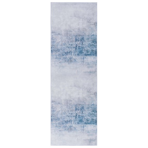 SAFAVIEH Tacoma Archer Abstract Machine Washable Runner Rug, Grey/Blue, 2'6" x 10'