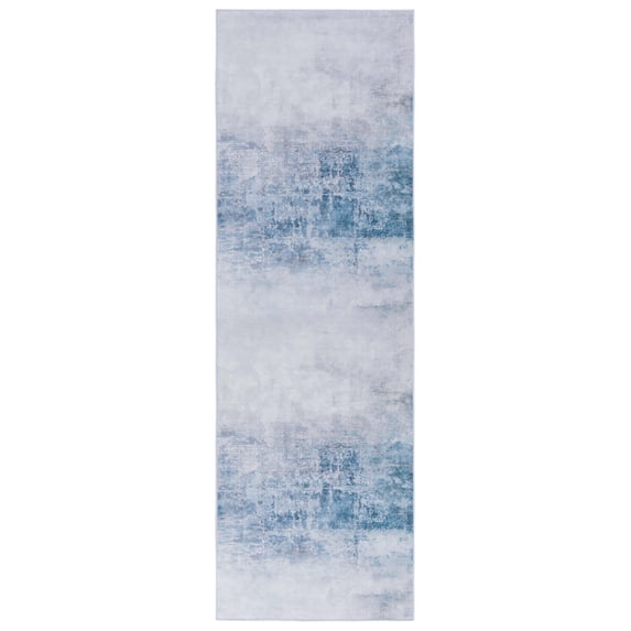 SAFAVIEH Tacoma Archer Abstract Machine Washable Runner Rug, Grey/Blue, 2'6" x 12'