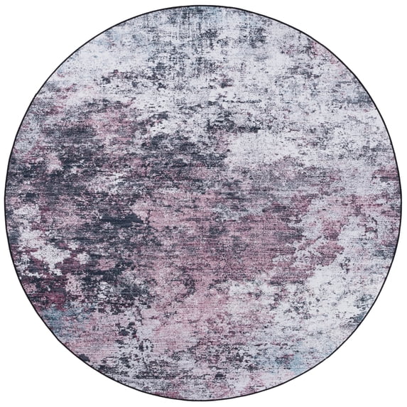 SAFAVIEH Tacoma Brian Abstract Machine Washable Area Rug, Plum/Black, 8' x 8' Round