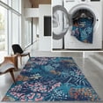 thumbnail image 1 of SAFAVIEH Tacoma Brittania Floral Machine Washable Area Rug, Navy/Green, 4' x 6', 1 of 13
