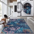 thumbnail image 1 of SAFAVIEH Tacoma Brittania Floral Machine Washable Area Rug, Navy/Green, 5' x 8', 1 of 13