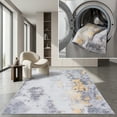 thumbnail image 1 of SAFAVIEH Tacoma Eliot Traditional Machine Washable Area Rug, Grey/Gold, 6' x 6' Square, 1 of 14