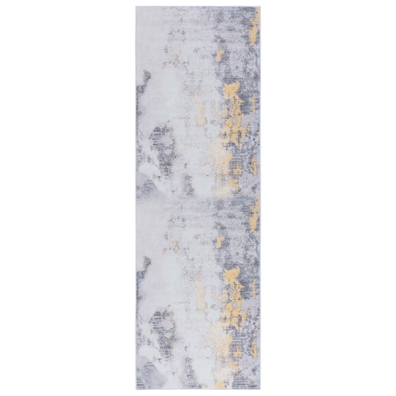 SAFAVIEH Tacoma Eliot Traditional Machine Washable Runner Rug, Grey/Gold, 2'6" x 8'