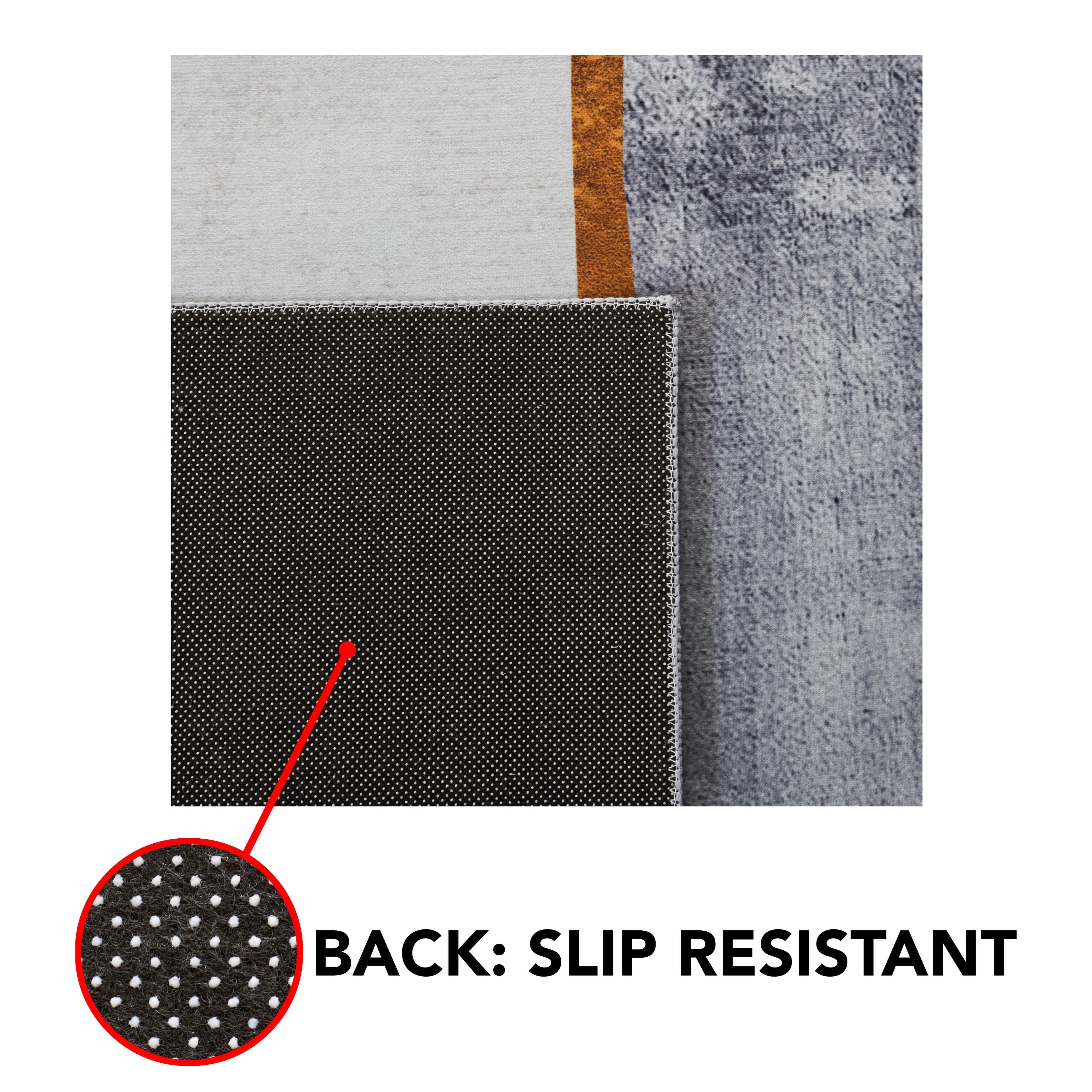 Gray Abstract Washable Wool Cotton Rug, 2'6" x 4'