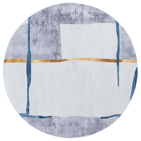 SAFAVIEH Tacoma Gemma Abstract Machine Washable Area Rug, Grey/Light Grey, 8' x 8' Round