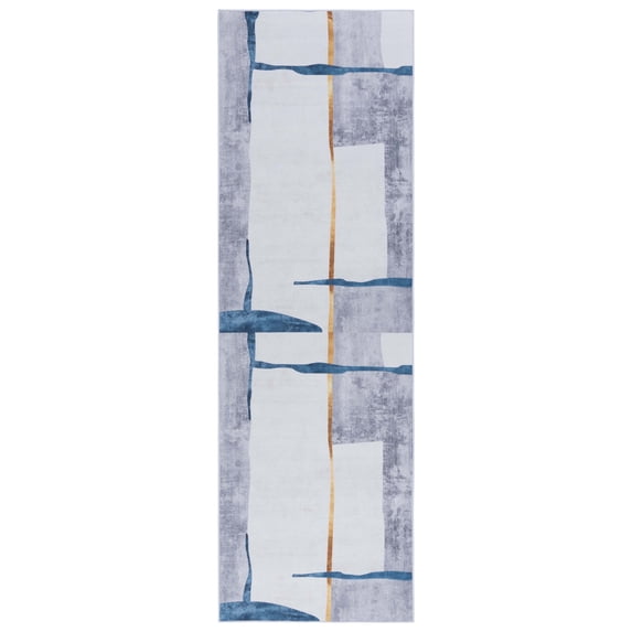 SAFAVIEH Tacoma Gemma Traditional Machine Washable Runner Rug, Grey/Light Grey, 2'6" x 8'