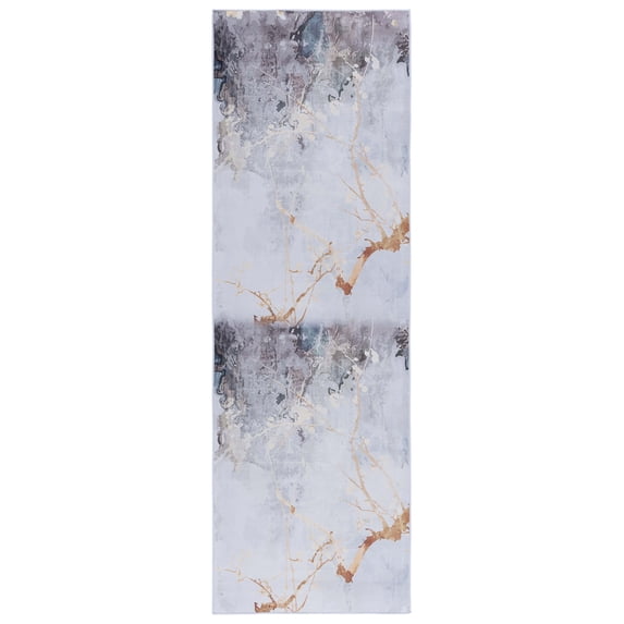 SAFAVIEH Tacoma Louella Traditional Machine Washable Runner Rug, Grey/Beige, 2'6" x 8'