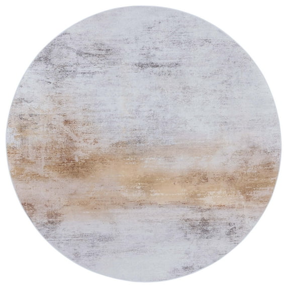 SAFAVIEH Tacoma Mike Traditional Machine Washable Area Rug, Grey/Rust, 6' x 6' Round