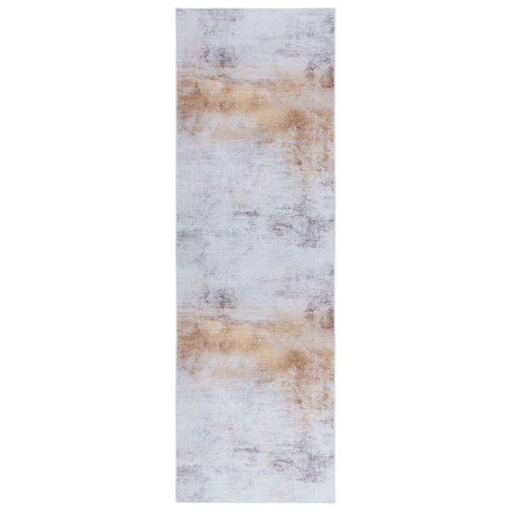 SAFAVIEH Tacoma Mike Traditional Machine Washable Runner Rug, Grey/Rust, 2'6" x 8'