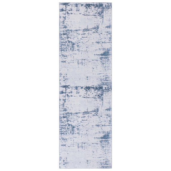 SAFAVIEH Tacoma Orlando Traditional Machine Washable Runner Rug, Grey/Navy, 2'6" x 8'