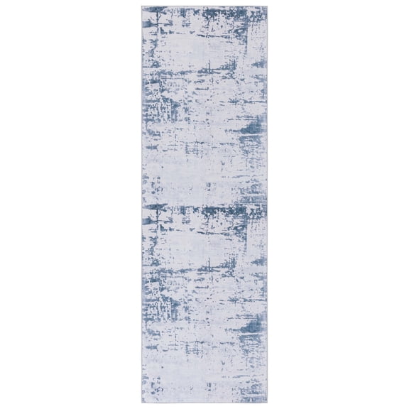 SAFAVIEH Tacoma Orlando Traditional Machine Washable Runner Rug, Grey/Navy, 2'6" x 8'