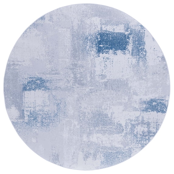 SAFAVIEH Tacoma Richard Abstract Machine Washable Area Rug, Grey/Blue, 8' x 8' Round