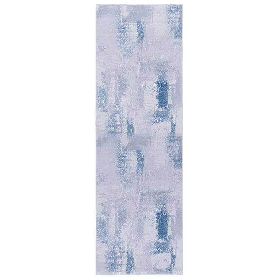 SAFAVIEH Tacoma Richard Abstract Machine Washable Runner Rug, Grey/Blue, 2'6" x 6'