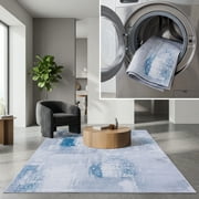 SAFAVIEH Tacoma Richard Traditional Machine Washable Area Rug, Grey/Blue, 5' x 8'
