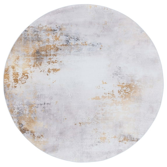 SAFAVIEH Tacoma Robert Traditional Machine Washable Area Rug, Grey/Gold, 6' x 6' Round