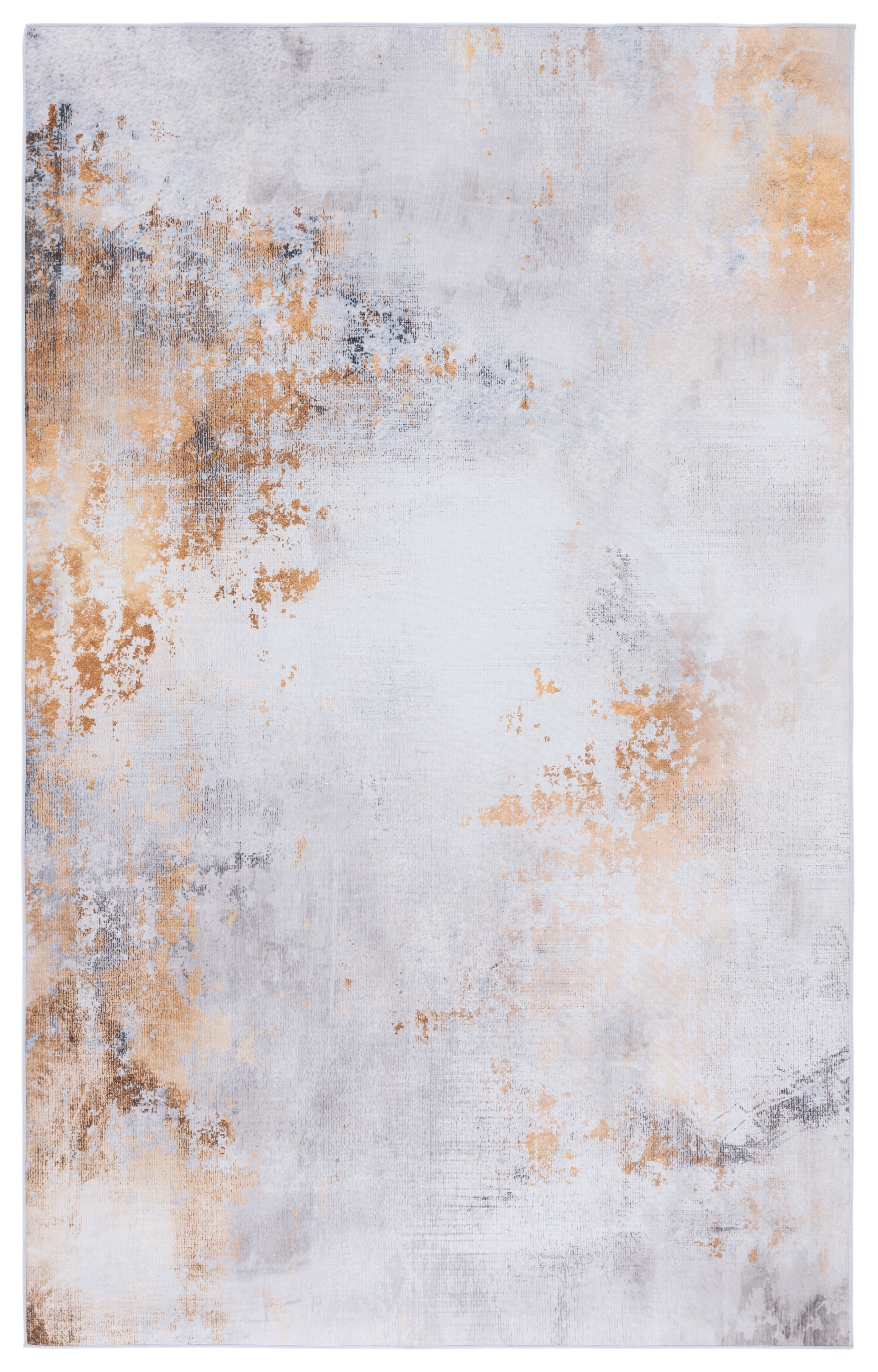 Tacoma 6' x 9' Gray and Gold Abstract Washable Area Rug