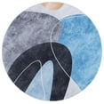 thumbnail image 1 of SAFAVIEH Tacoma Sophia Abstract Machine Washable Area Rug, Dark Grey/Turquoise, 4' x 4' Round, 1 of 8