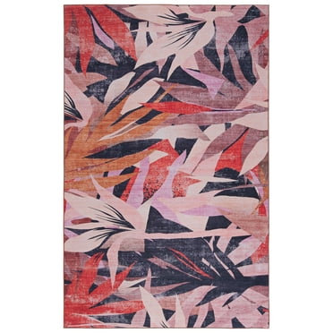 SAFAVIEH Tacoma Valerie Abstract Machine Washable Area Rug, Pink/Rust, 5' x 8'