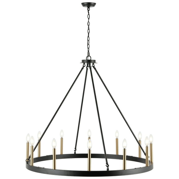 SAFAVIEH Taelor 12-Light Glam Matte Black Metal Chandelier