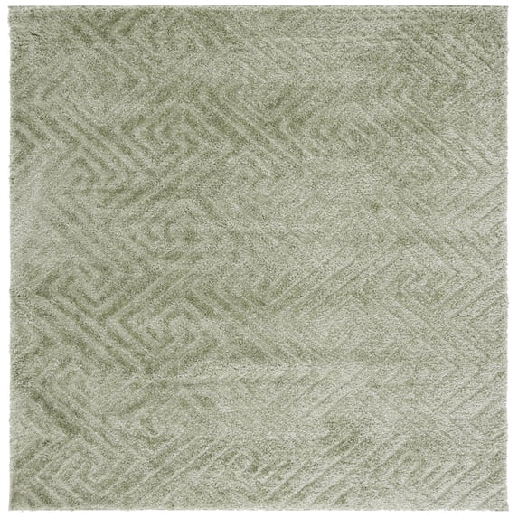 SAFAVIEH Tahoe Ainsley Geometric Shag Area Rug, Sage, 5' x 5' Square