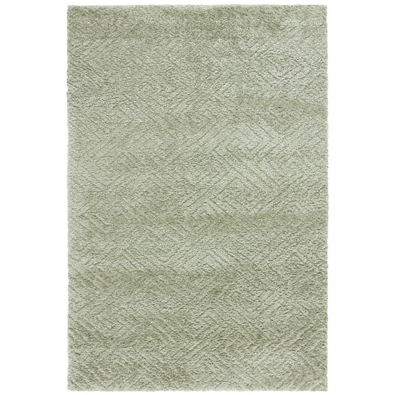 SAFAVIEH Tahoe Ainsley Geometric Shag Area Rug, Sage, 6'7" x 8'7"