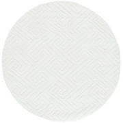 SAFAVIEH Tahoe Ainsley Geometric Shag Area Rug, White, 3' x 3' Round