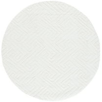 SAFAVIEH Tahoe Ainsley Geometric Shag Area Rug, White, 3' x 3' Round